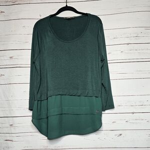Michael Kors Forest Green Long Sleeve Layered Top